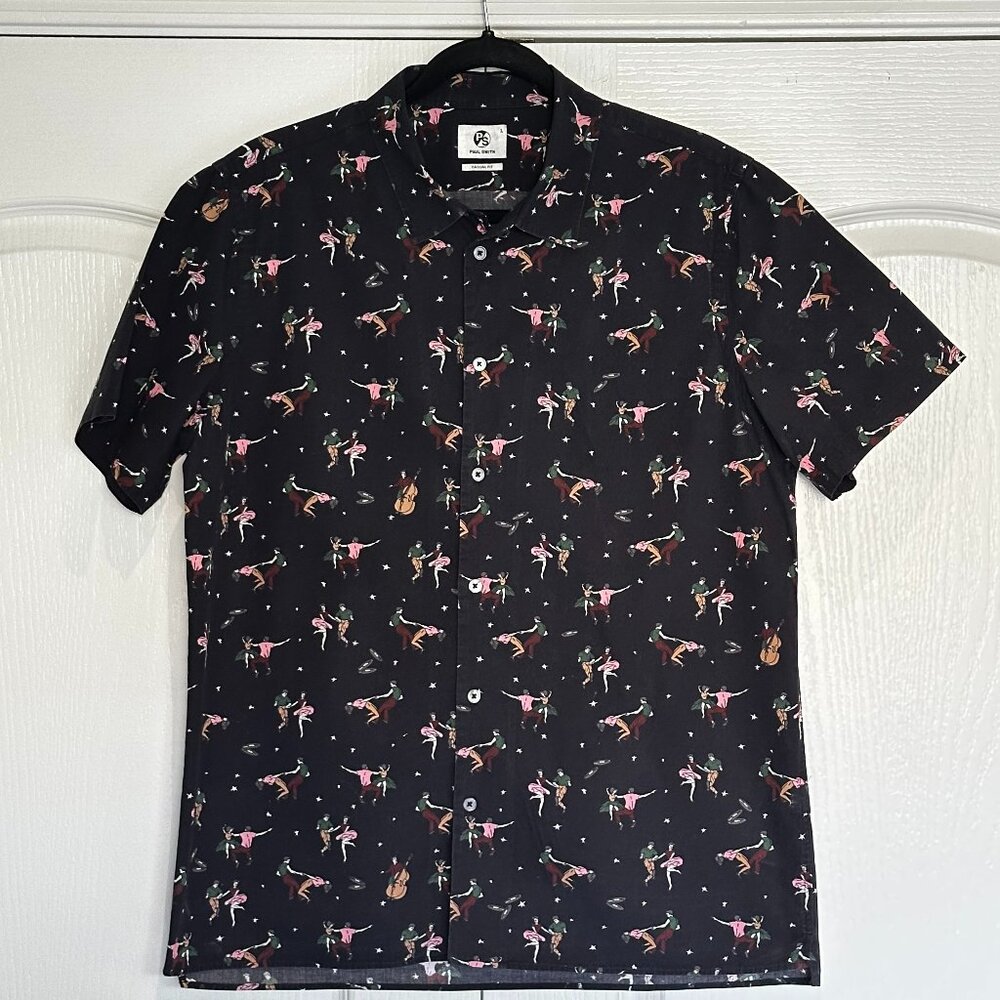 Paul Smith Casual Fit Retro Swing Dancing Figures Print Shirt Men’s Large